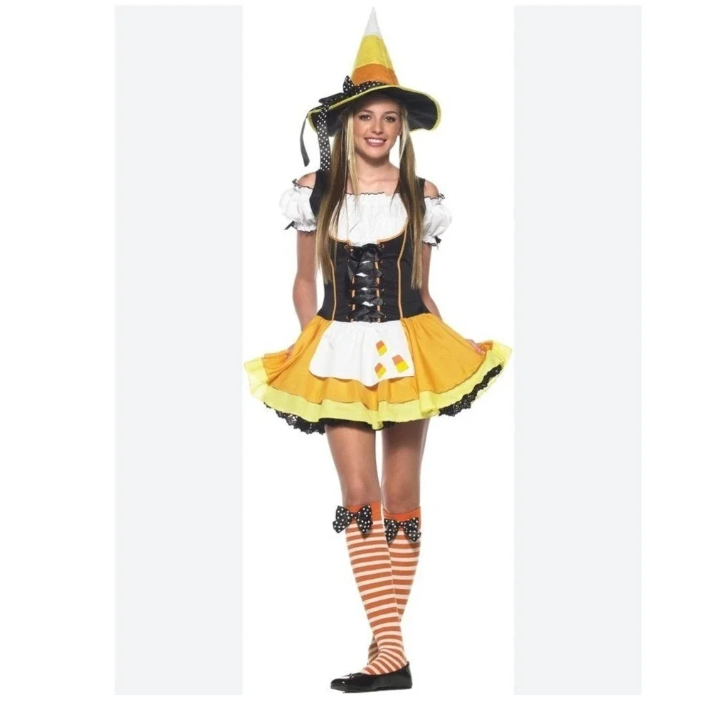 Leg Avenue Candy Corn Witch Viral Halloween Costume Girls Medium 10-12